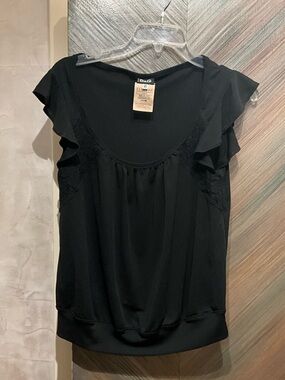 Dolce & Gabbana Black Ruffled Sleeve Scoop Neck Blouse